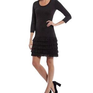 Calvin Klein Charcoal Fringe Hem Knit Dress | Small